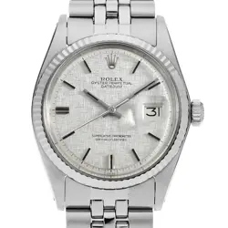 ROLEX DATEJUST 1601 SILVER MOSAIC BAR 32 NUMBER ANTIQUE MENS