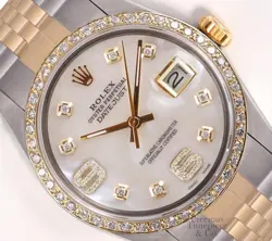 ROLEX DATEJUST 36MM 18K TWO-TONE DIAMOND BEZEL WHITE MOP DIAMOND 6&9 DIAL
