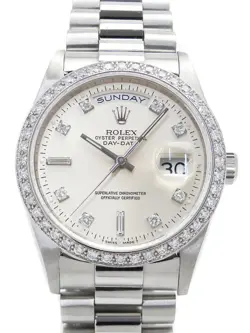 ROLEX DAY DATE 10P DIAMOND & BEZEL DIAMOND 18346A SW00528