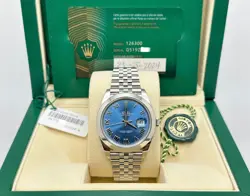 ROLEX DATEJUST 41 126300 BLUE ROMAN DIAL STAINLESS STEEL JUBILEE BOX PAPERS 2024
