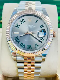 ROLEX DATEJUST 126331 41 18K ROSE GOLD/STEEL WIMBLEDON GRAY DIAL WATCH BOX/PAPER