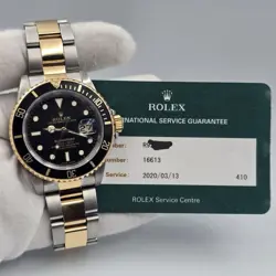 2020 RSC ROLEX SUBMARINER DATE BLACK YELLOW GOLD STEEL 40MM WATCH 16613