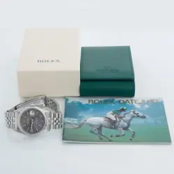 ROLEX DATEJUST 16234 STUNNING GRAY TAPESTRY DIAL 36MM WHITE GOLD FLUTED BEZEL