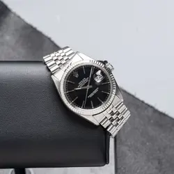ROLEX DATEJUST 16014 FACTORY BLACK DIAL NICE JUBILEE BRACELET 1981 YEAR