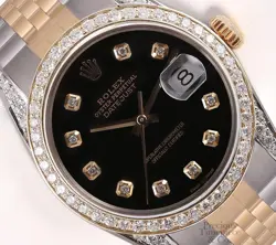 ROLEX DATEJUST 36MM TWO-TONE JUBILEE DIAMOND BEZEL & LUGS BLACK DIAMOND DIAL