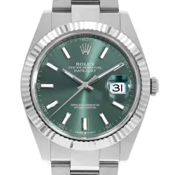 ROLEX DATEJUST 41 126334 MINT GREEN BAR 3 ROWS OYSTER BREATH RANDOM NUMBER S...