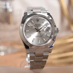 ROLEX DATEJUST 41 126300 SILVER OYSTER WARRANTY 2019 BOX/PAPER