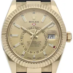 ROLEX SKY-DWELLER WATCH 326238 K18 YG / RUBBER MENSWATCH CHAMPAGNE COLOR USED