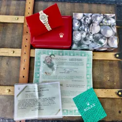 A BEAUTIFUL 1996 LADIES ROLEX OYSTER PERPETUAL IN STEEL & GOLD FULL BOX SET