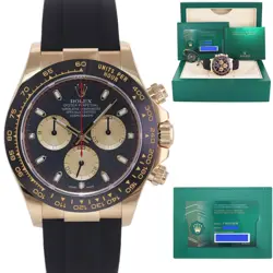 MINT PAPERS 2021 ROLEX DAYTONA 116518LN GOLD PAUL NEWMAN OYSTERFLEX BLACK WATCH