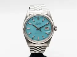 $14,000 ROLEX DATEJUST TIFFANY & CO BLUE 36MM 18K WHITE GOLD SS MENS WATCH WTY