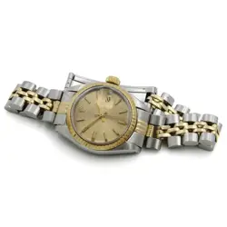 Ladies Rolex OP Date Two-Tone Watch Ref 6916 Champagne Dial 26mm AS IS #W451-1