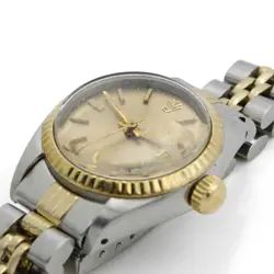 Ladies Rolex OP Date Two-Tone Watch Ref 6916 Champagne Dial 26mm AS IS #W451-1