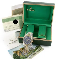 MEN'S ROLEX OP DATEJUST TWO-TONE WATCH REF 1601 W/BOX & PAPERS 36MM #W196639-1