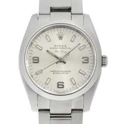 ROLEX AIR KING 114200 SILVER 369 WHITE BAR Z NUMBER SECOND HAND MENS