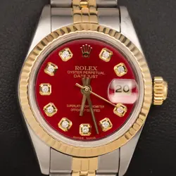 ROLEX DATEJUST 26MM 69173 TWO-TONE JUBILEE FLUTED BEZEL RED DIAL WATCH