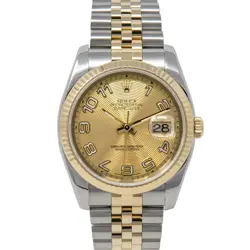 ROLEX DATEJUST 36, 116233, STEEL & GOLD, CHAMPAGNE CONCENTRIC ARABIC DIAL, JU...
