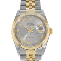 ROLEX DATEJUST 36 16203 GREY ROMAN STEEL YELLOW GOLD JUBILEE MENS WATCH 2000