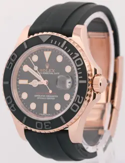 Rolex Yacht-Master BLACK 18K Rose Gold Oysterflex Rubber 40mm 116655 Watch