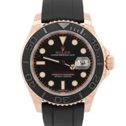 Rolex Yacht-Master BLACK 18K Rose Gold Oysterflex Rubber 40mm 116655 Watch