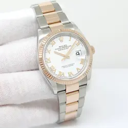 ROLEX 126231 DATEJUST 18K/SS WITH WHITE ROMAN DIAL ON OYSTER