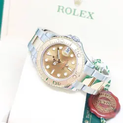 ROLEX 35MM 18K HALF YELLOW GOLD CHAMPAGNE DIAL YACHTMASTER REF: 168623 (2014)