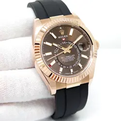 ROLEX 336235 SKYDWELLER 18K ROSE GOLD WITH CHOCOLATE DIAL ON OYSTERFLEX