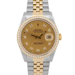 ROLEX DATEJUST 36MM CHAMPAGNE DIAMOND TWO-TONE 18K GOLD STEEL JUBILEE 16233