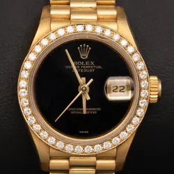 Presidential Rolex Datejust 69178 Diamond Bezel Watch 26mm Black Dial, 1.00ct