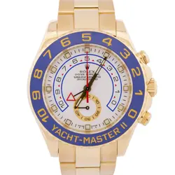 SEPT 2025 RSC ROLEX YACHT-MASTER II 18K YELLOW GOLD WHITE BLUE 44MM 116688 BOX