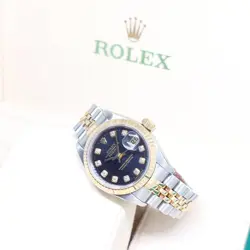 ROLEX 26MM 18K HALF YELLOW GOLD BLACK BIG DIAMONDS DIAL LADY DATEJUST REF: 69173