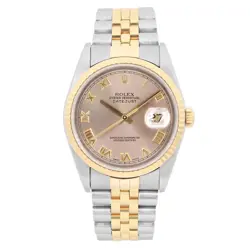 ROLEX DATEJUST 36MM 18K YELLOW GOLD STEEL GRAY ROMAN DIAL WATCH 16233