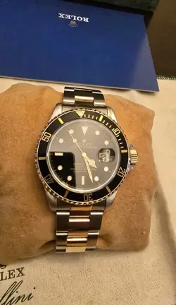 1996 ROLEX SUBMARINER 16613 SILVER AND GOLD OYSTER BRACELET WITH BLACK BEZEL