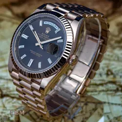 Rolex DayDate 40mm 228235 Everose Gold Chocolate Dial Baguette Diamond Markers