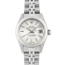 ROLEX DATEJUST 79174 SILVER TAPESTRY BAR F NUMBER SECOND HAND WOMEN
