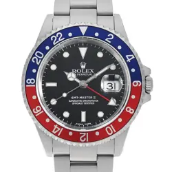 ROLEX GMT MASTER II RED AND BLUE BEZEL 16710 BLACK P NUMBER SECOND HAND MENS