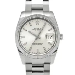 ROLEX OYSTER PERPETUAL DATE 115210 SILVER MEN'S USED WATCH #81126
