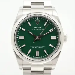 ROLEX OYSTER PERPETUAL 36 126000 SS SS AT GREEN-FACE 1 EXTRA LINK