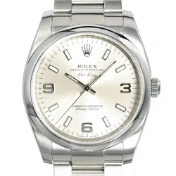 ROLEX OYSTER PERPETUAL 114200 SILVER CASE SIZE 34MM MEN'S USED WATCH #811126
