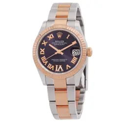 ROLEX DATEJUST 31 AUBERGINE DIAMOND DIAL AUTOMATIC LADIES STEEL AND 18KT EVEROSE