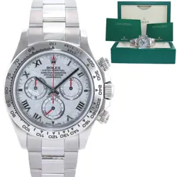 MINT 2016 ROLEX DAYTONA METEORITE ROMAN 116509 WHITE GOLD CHRONOGRAPH WATCH BOX