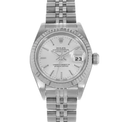 ROLEX DATEJUST 26 79174 SILVER INDEX FLUTED STEEL JUBILEE LADIES WATCH 2001