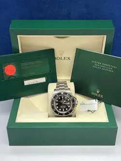 ROLEX SEA-DWELLER 126660 SILVER OYSTER BRACELET WITH BLACK BEZEL BOX AND PAPERS