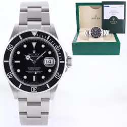 2007 MINT PAPERS ROLEX SUBMARINER DATE 16610 STEEL BLACK 40MM WATCH BOX
