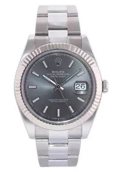 2023 MINT ROLEX DATEJUST 41 RHODIUM STICK OYSTER FLUTED 126334 WATCH BOX