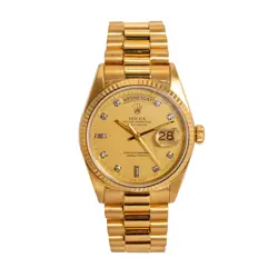 1984 ROLEX DAY DATE 36MM 18038 PRESIDENTIAL DIAMOND DIAL 18K YELLOW GOLD WATCH