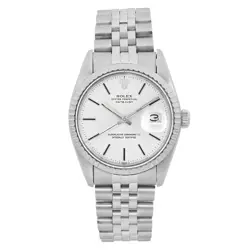 ROLEX DATEJUST 36MM STAINLESS STEEL SILVER DIAL AUTOMATIC MENS WATCH 16030