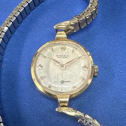 VINTAGE LADIES ROLEX 18K GOLD MANUAL WIND WATCH