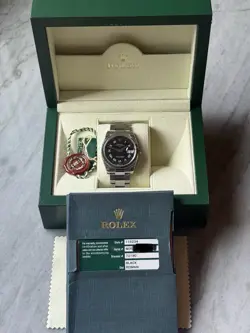 ROLEX 115234 OYSTER PERPETUAL DATE 34MM COMPLETE SET BOX CARD BOOKS TAGS!!