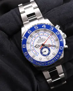 2021 ROLEX YACHT-MASTER II 44MM WHITE DIAL BLUE BEZEL 116680 FULL SET